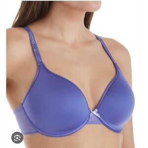 Chantelle Bra 32DD Underwire Purple Satin Lightly Lined Cup 19510 Adjust‎ Straps